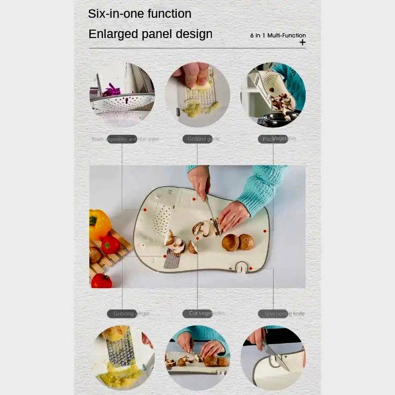 Multi-Functional Folding Chopping Board Smart Cutting Board with Draining Knife Sharpener & Grinder Plastic Cutting Board for Kitchen - TheWellBeing4All