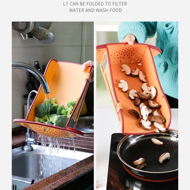 Multi-Functional Folding Chopping Board Smart Cutting Board with Draining Knife Sharpener & Grinder Plastic Cutting Board for Kitchen - TheWellBeing4All