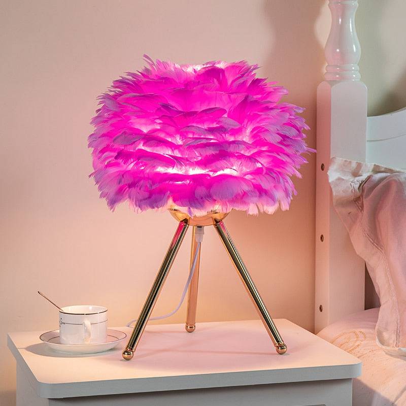 Modern Feather Bedroom Table Lamp - Perfect for Romantic Christmas, Wedding, and Living Room Decor
