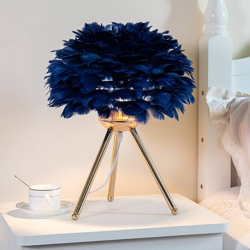 Modern Feather Bedroom Table Lamp - Perfect for Romantic Christmas, Wedding, and Living Room Decor