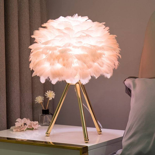 Modern Feather Bedroom Table Lamp - Perfect for Romantic Christmas, Wedding, and Living Room Decor