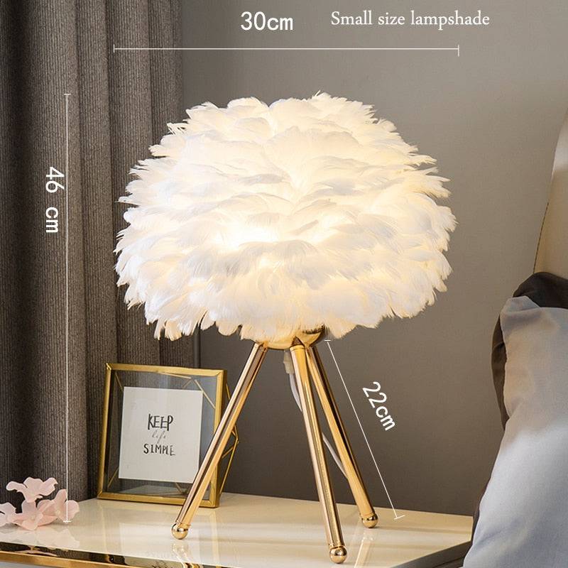 Modern Feather Bedroom Table Lamp - Perfect for Romantic Christmas, Wedding, and Living Room Decor