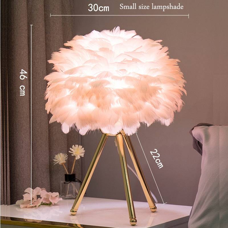 Modern Feather Bedroom Table Lamp - Perfect for Romantic Christmas, Wedding, and Living Room Decor