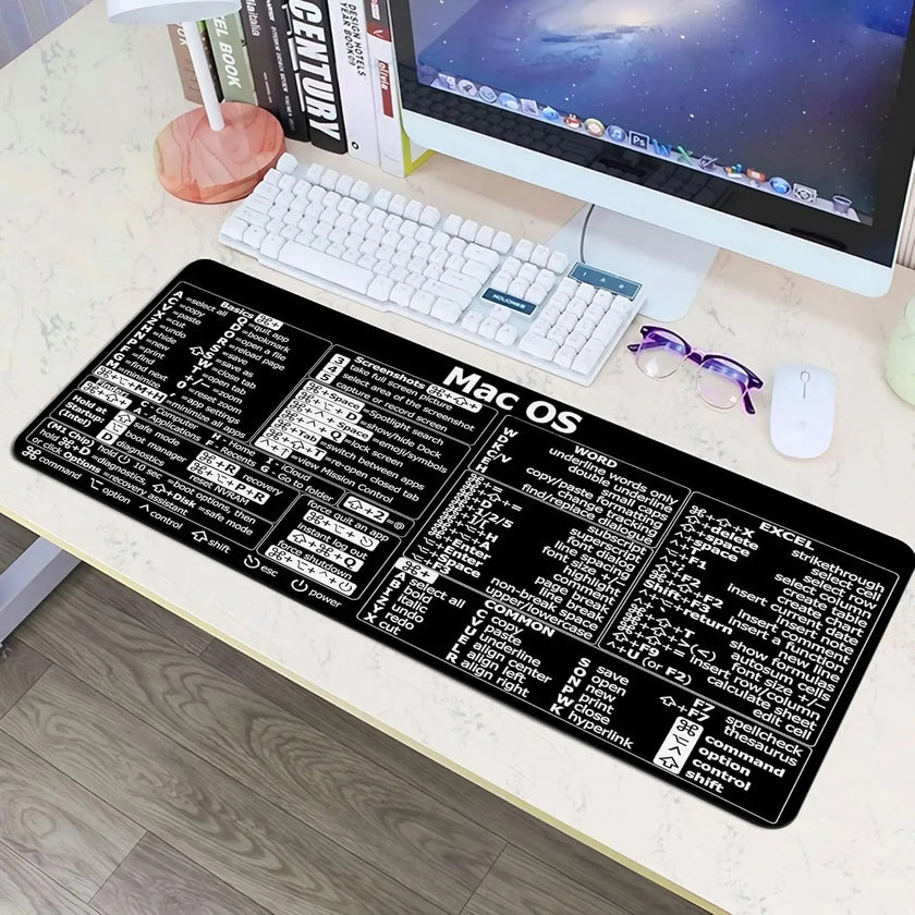 Mac OS Trading Desk Mat – Shortcuts & Candlestick Chart Patterns Mouse Pad (60x30cm/90x40cm) | Heat-Resistant, Non-Slip Desk Mat for MacBook, Excel & Day Trading - TheWellBeing4All