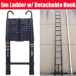 3.2M-6.2M Heavy Duty Aluminum Telescopic Ladder - Dual Mode A-Frame & Extension Ladder with Detachable Hooks, Anti-Slip Steps, 150kg Capacity, Compact Foldable Design - TheWellBeing4All