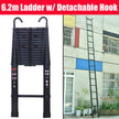 3.2M-6.2M Heavy Duty Aluminum Telescopic Ladder - Dual Mode A-Frame & Extension Ladder with Detachable Hooks, Anti-Slip Steps, 150kg Capacity, Compact Foldable Design - TheWellBeing4All