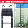 3.2M-6.2M Heavy Duty Aluminum Telescopic Ladder - Dual Mode A-Frame & Extension Ladder with Detachable Hooks, Anti-Slip Steps, 150kg Capacity, Compact Foldable Design - TheWellBeing4All