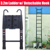 3.2M-6.2M Heavy Duty Aluminum Telescopic Ladder - Dual Mode A-Frame & Extension Ladder with Detachable Hooks, Anti-Slip Steps, 150kg Capacity, Compact Foldable Design - TheWellBeing4All