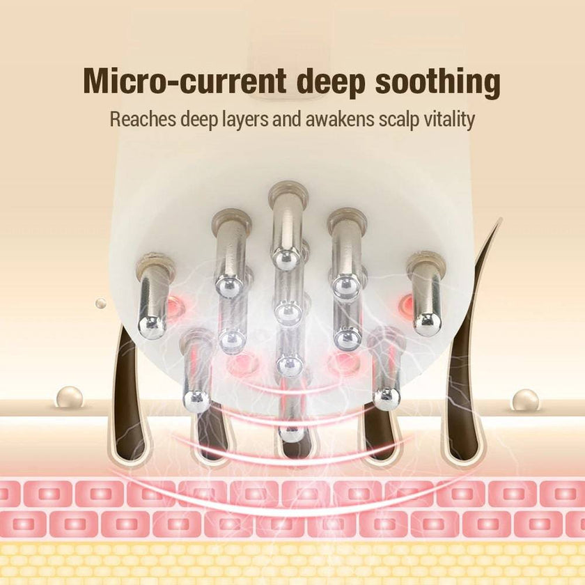 Microcurrent Head Scalp Massage Comb with LED Light Vibration and Serum Oil Applicator - TheWellBeing4All