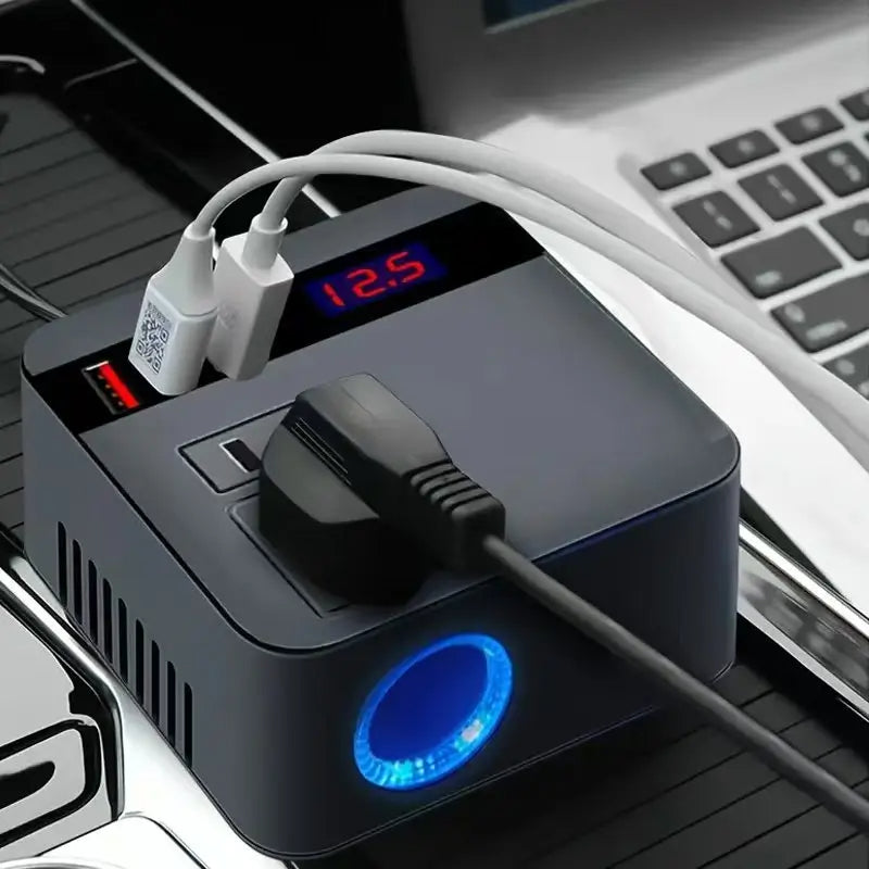 ⚡ 150W Car Power Inverter by APWIKOGER DC12V/24V to DC110V/220V Converter with LED Display & Triple USB Fast Charge - TheWellBeing4All