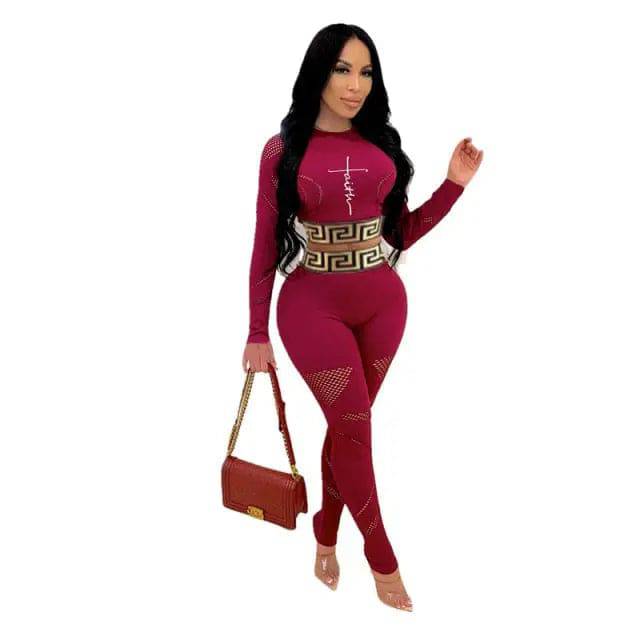 Long Sleeve 2 Pieces Clothes Suit Ladies Outfits - TheWellBeing4All