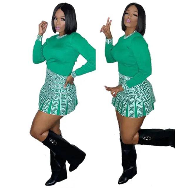 Long Sleeve 2 Pieces Clothes Suit Ladies Outfits - TheWellBeing4All