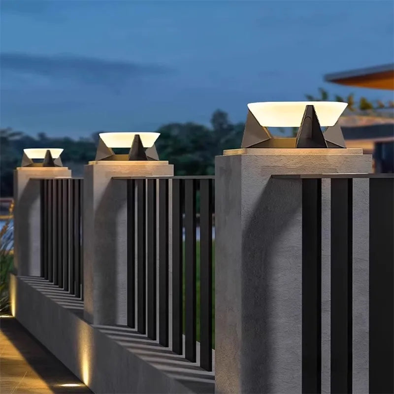 Solar-Powered LED Column Lamps – IP65 Waterproof Outdoor Lights with Remote Control, Dimmable 3 Color Temperatures & Stainless Steel Design - TheWellBeing4All