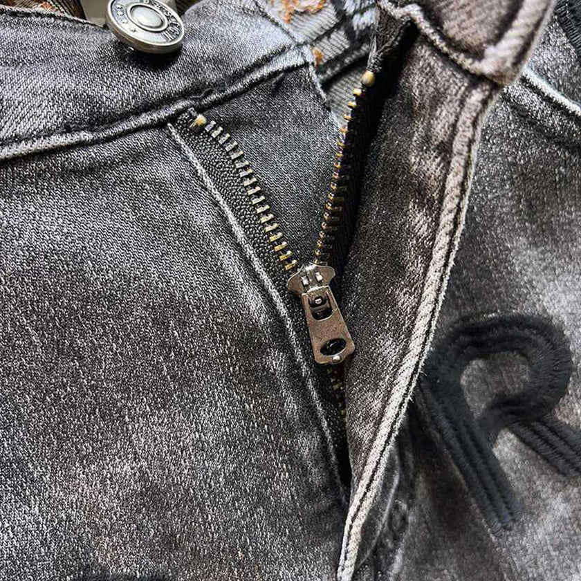 Men's Embroidered Slim Fit Jeans: Casual Streetwear, Chic Pencil Pants - TheWellBeing4All