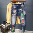 Spray Paint, Ripped Hole Slim Fit Jeans - TheWellBeing4All