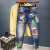 Spray Paint, Ripped Hole Slim Fit Jeans - TheWellBeing4All