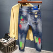 Spray Paint, Ripped Hole Slim Fit Jeans - TheWellBeing4All