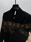 Luxury Designer Brand Jacquard Lapel Knitted Sweater Cardigan - TheWellBeing4All