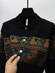 Luxury Designer Brand Jacquard Lapel Knitted Sweater Cardigan - TheWellBeing4All