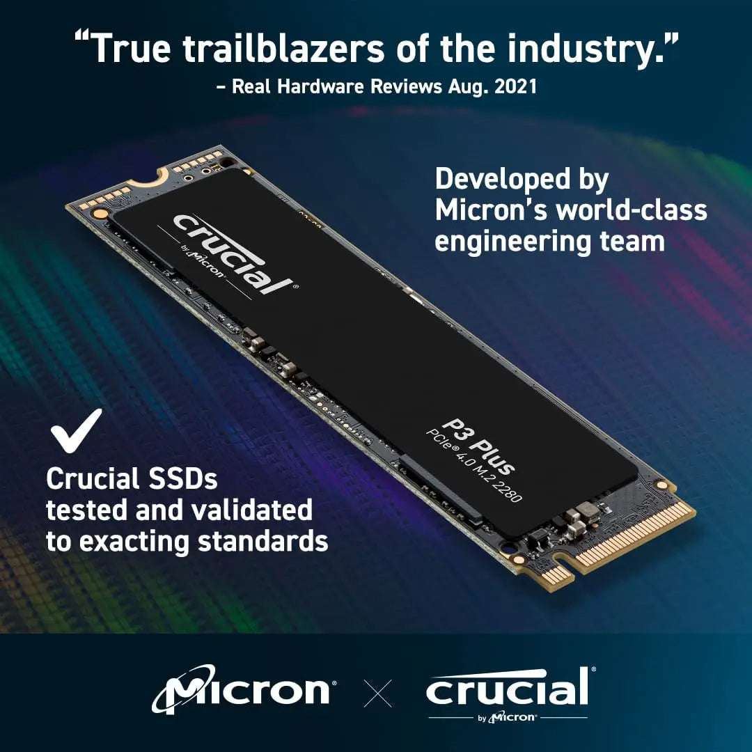 Crucial P3 Plus PCIe Gen4x4 3D NAND NVMe M.2 SSD - High Performance Storage