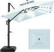 10x10ft Cantilever Patio Umbrella with Solar LED Lights – 2-Tier Offset Hanging Umbrella, 360° Rotation & Fillable Sand/Water Base (100 sqft Shade) - TheWellBeing4All
