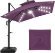 10x10ft Cantilever Patio Umbrella with Solar LED Lights – 2-Tier Offset Hanging Umbrella, 360° Rotation & Fillable Sand/Water Base (100 sqft Shade) - TheWellBeing4All