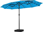 15ft Solar LED Rectangle Patio Umbrella – Heavy-Duty Outdoor Market Umbrella with 36 Lights, Base Included & Wind-Resistant Design - TheWellBeing4All