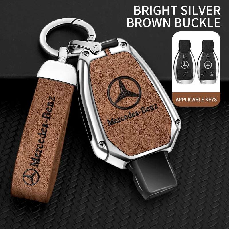 Car Zinc Alloy Key Case Bag for Mercedes-Benz - Durable Metal Key Shell