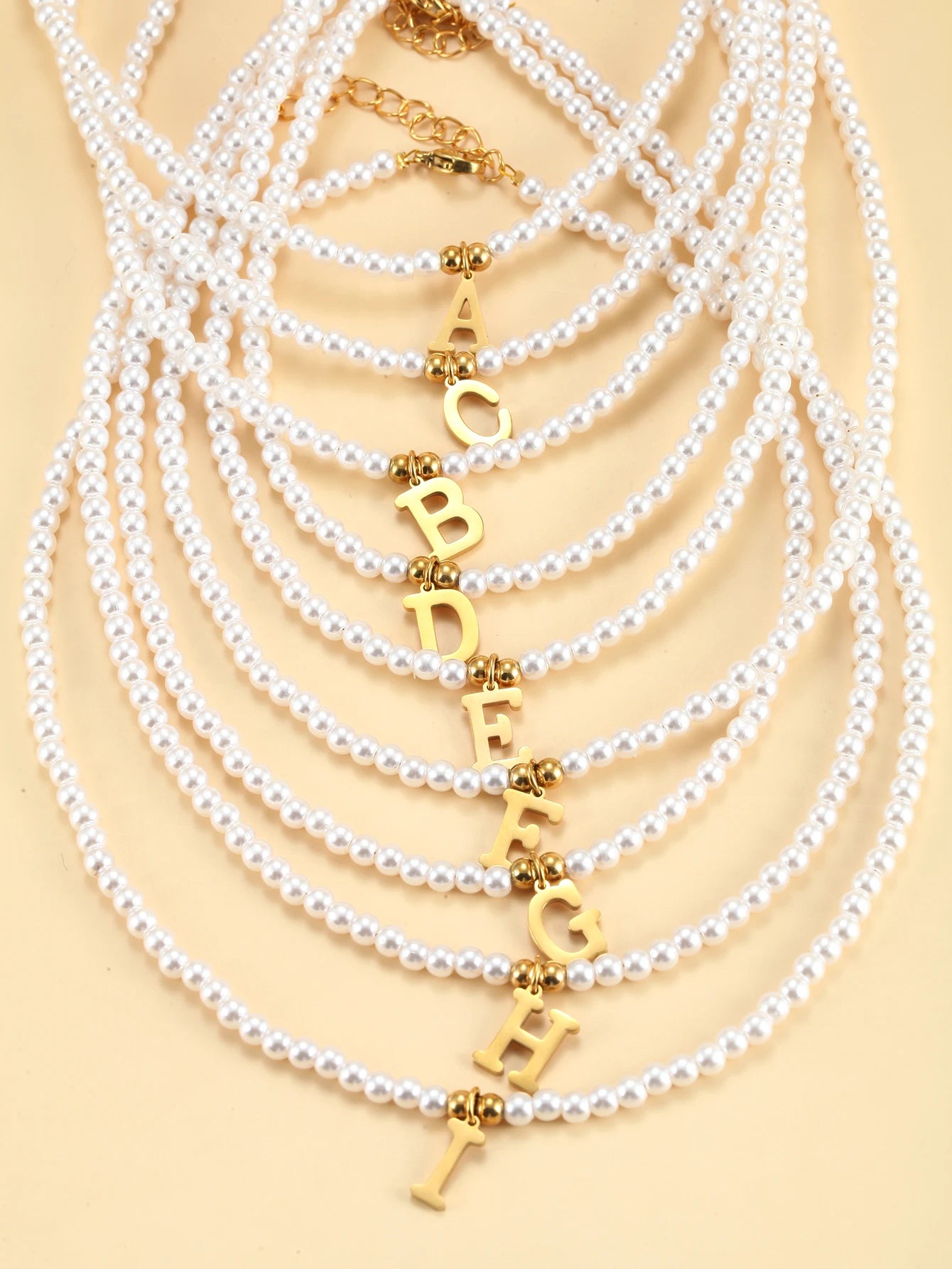 Custom Name Necklace – Stainless Steel Initial Pendant & Simulated Pearls Choker, DIY Adjustable Jewelry for Women - TheWellBeing4All