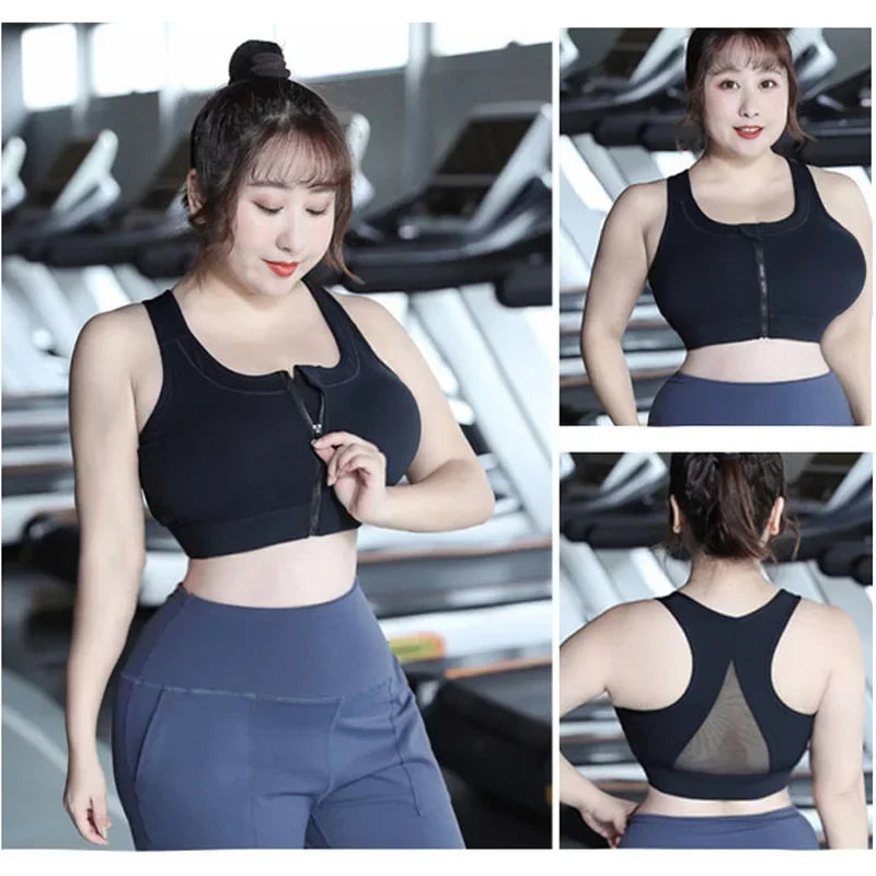 Plus Size Sports Bra S-5XL – High-Impact Wire-Free Yoga Bra with X-Back Design, Moisture-Wicking & Removable Pads (Medium Support, A-E Cup) - TheWellBeing4All