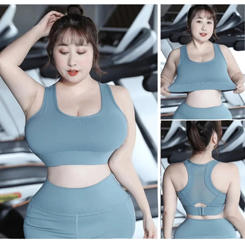 Plus Size Sports Bra S-5XL – High-Impact Wire-Free Yoga Bra with X-Back Design, Moisture-Wicking & Removable Pads (Medium Support, A-E Cup) - TheWellBeing4All