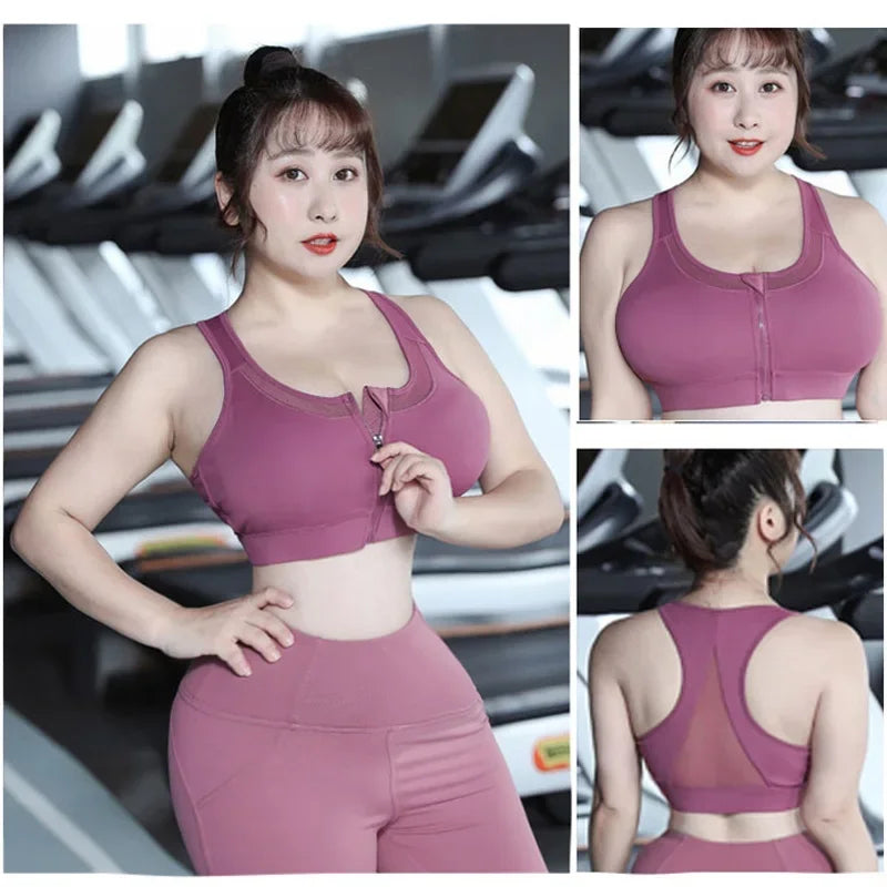 Plus Size Sports Bra S-5XL – High-Impact Wire-Free Yoga Bra with X-Back Design, Moisture-Wicking & Removable Pads (Medium Support, A-E Cup) - TheWellBeing4All