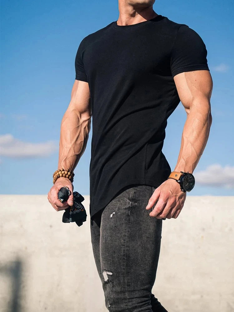 Muscle Fitness T-Shirt Athleisure Workout Short Sleeve High Quality Cotton Gym Sport Shirt - TheWellBeing4All