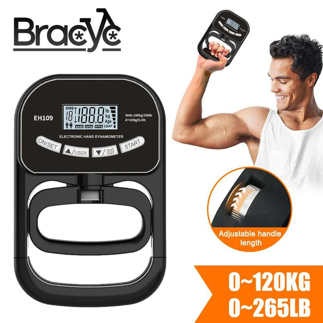 265Lbs Digital Hand Dynamometer – USB-Rechargeable Grip Strength Tester with LCD Screen & Auto Storage – Professional Forearm Trainer (Black)