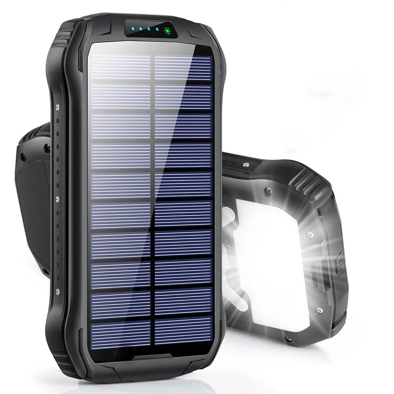 26800mAh Solar Power Bank with Wireless Charging, LED Camping Light, Waterproof & Fast Charging – Powerbank - TheWellBeing4All