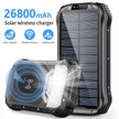 26800mAh Solar Power Bank with Wireless Charging, LED Camping Light, Waterproof & Fast Charging – Powerbank