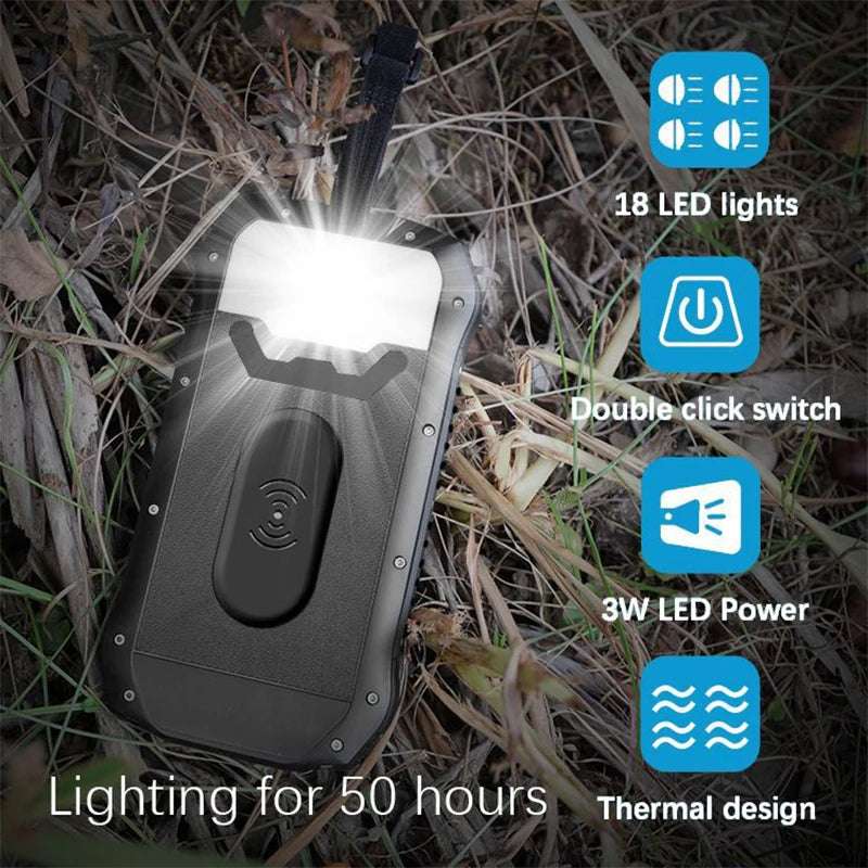 26800mAh Solar Power Bank with Wireless Charging, LED Camping Light, Waterproof & Fast Charging – Powerbank