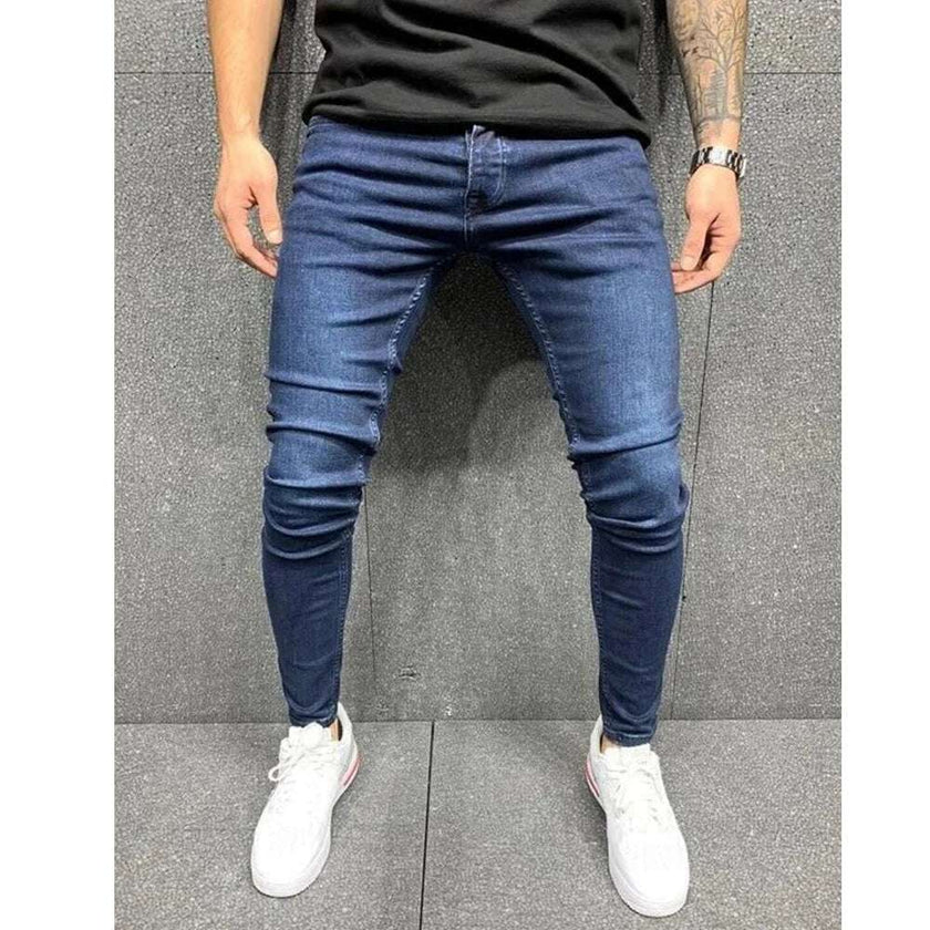 Stretch Skinny Jeans Classic Solid Washed Denim Pants | Casual Hombre Joggers - TheWellBeing4All