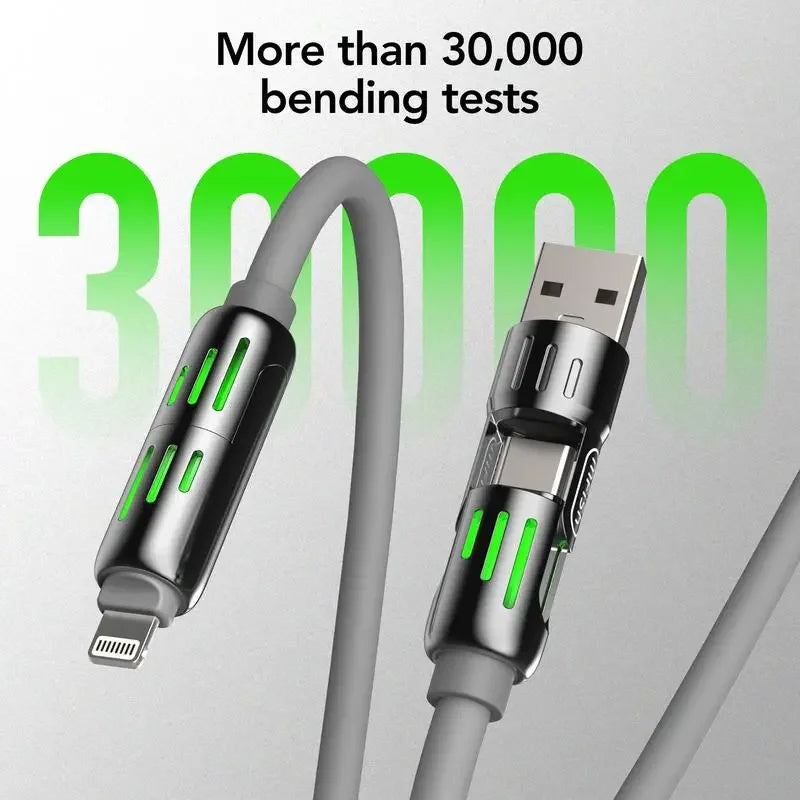 4-in-1 Multi-Function USB Charging Cable - Max 240W Fast Charging & Data Sync - TheWellBeing4All