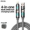 4-in-1 Multi-Function USB Charging Cable - Max 240W Fast Charging & Data Sync - TheWellBeing4All
