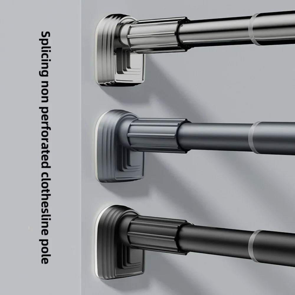 Adjustable Stainless Steel Shower Curtain Rod | Clothes Drying Rack | No-Drill Telescopic Pole - TheWellBeing4All