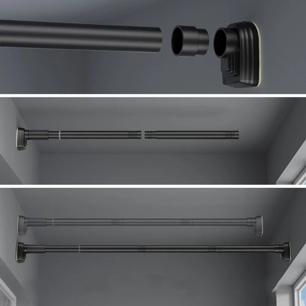 Adjustable Stainless Steel Shower Curtain Rod | Clothes Drying Rack | No-Drill Telescopic Pole - TheWellBeing4All