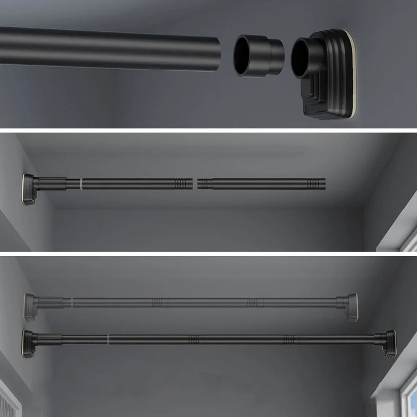 Adjustable Stainless Steel Shower Curtain Rod | Clothes Drying Rack | No-Drill Telescopic Pole - TheWellBeing4All