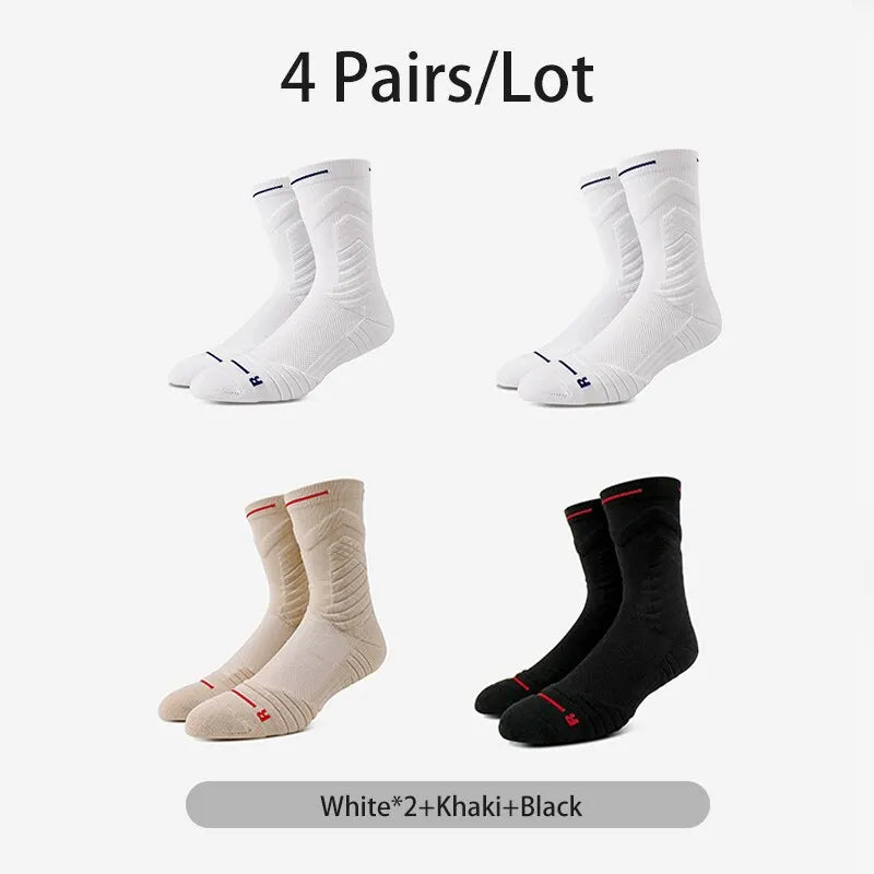 Mid-Length Basketball Socks: Thickened Towel Bottom, Anti-Slip, Shock-Absorbing Sports Socks - TheWellBeing4All
