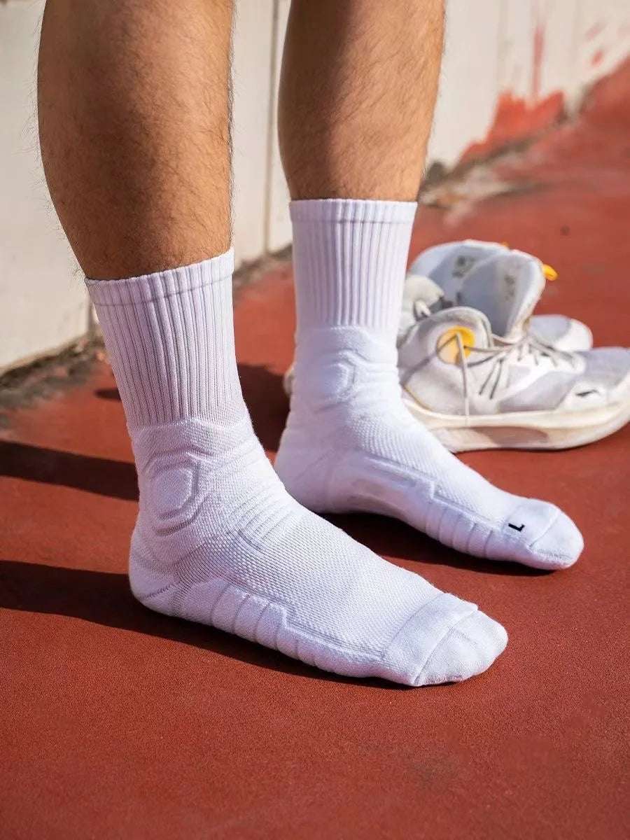 Mid-Length Basketball Socks: Thickened Towel Bottom, Anti-Slip, Shock-Absorbing Sports Socks - TheWellBeing4All