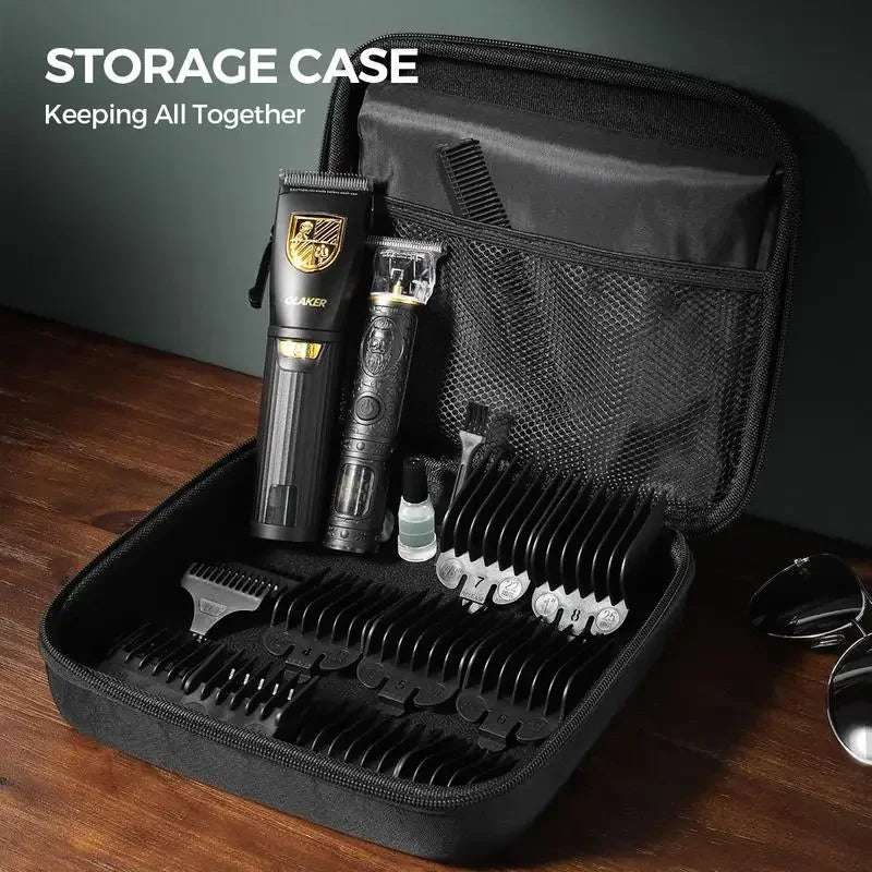 Cordless Hair Clipper Kit: LED Display, 15 Guide Combs, Travel Case, Fast Charging - TheWellBeing4All