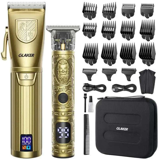 Cordless Hair Clipper Kit: LED Display, 15 Guide Combs, Travel Case, Fast Charging - TheWellBeing4All