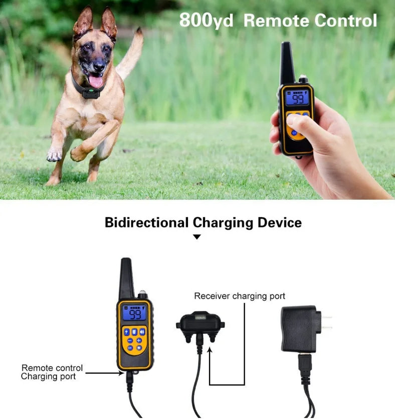 Waterproof Electric Dog Training Collar with Remote Control - Rechargeable Anti-Barking Device for All Dog Sizes - TheWellBeing4All