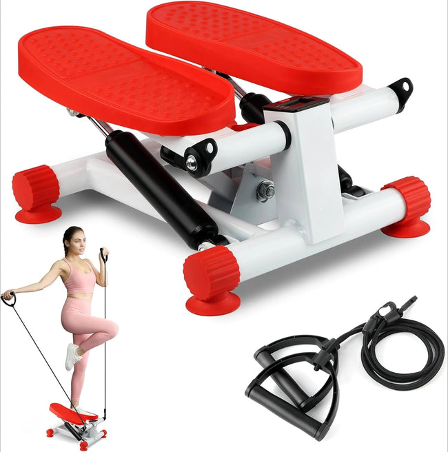 Hydraulic Stepper with Resistance Bands – 350LB Capacity Home Gym Equipment, Full-Body Cardio Machine with LED Display & Twist Motion (Compact) - TheWellBeing4All