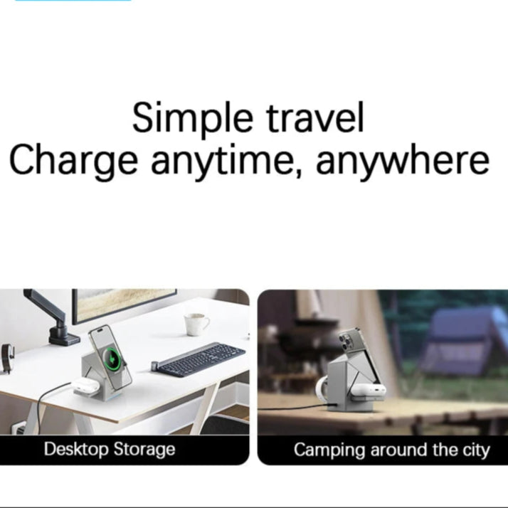 Qi2 3-In-1 Magnetic Fast Wireless Charger: 15W for iPhone, iWatch, AirPods & Android - TheWellBeing4All